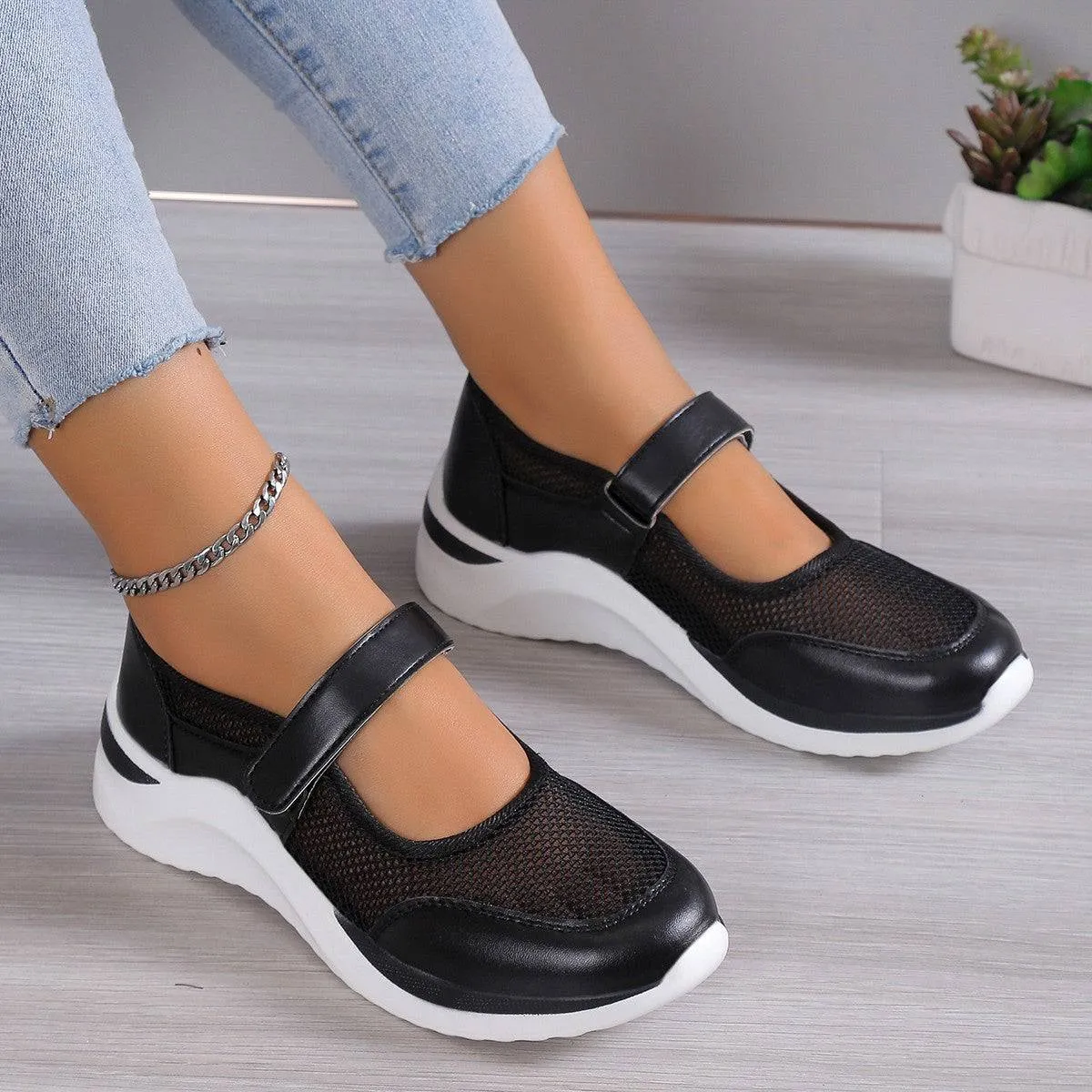 Elevate Every Step – Breathable Mesh Velcro Sneakers for Effortless Style and Comfort