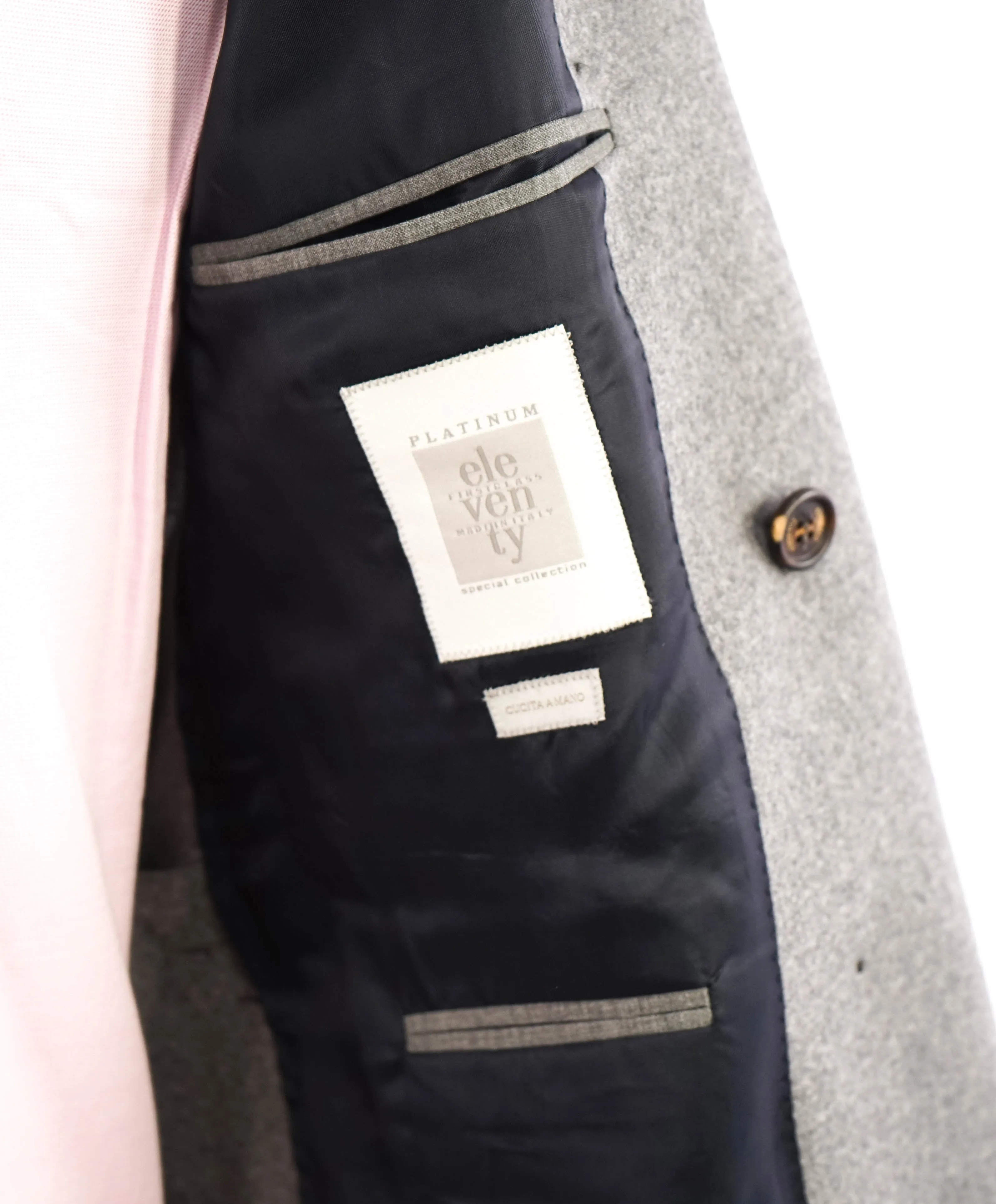 ELEVENTY - Gray Flannel Wool Double Breasted Semi-Lined Blazer - 40 (50 EU)