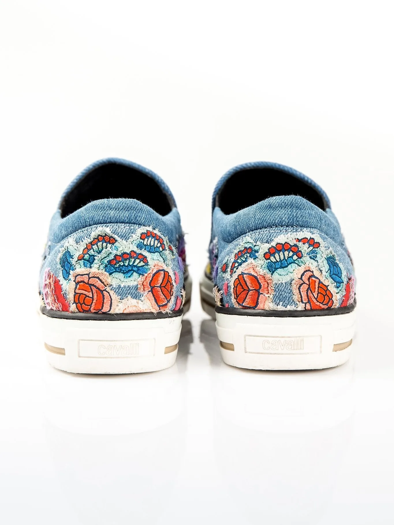 Embroidered Slip On Denim Sneakers