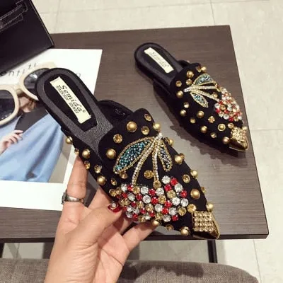 Female Metal Pointed Toe Comfortable Flats Loafers Shoes
