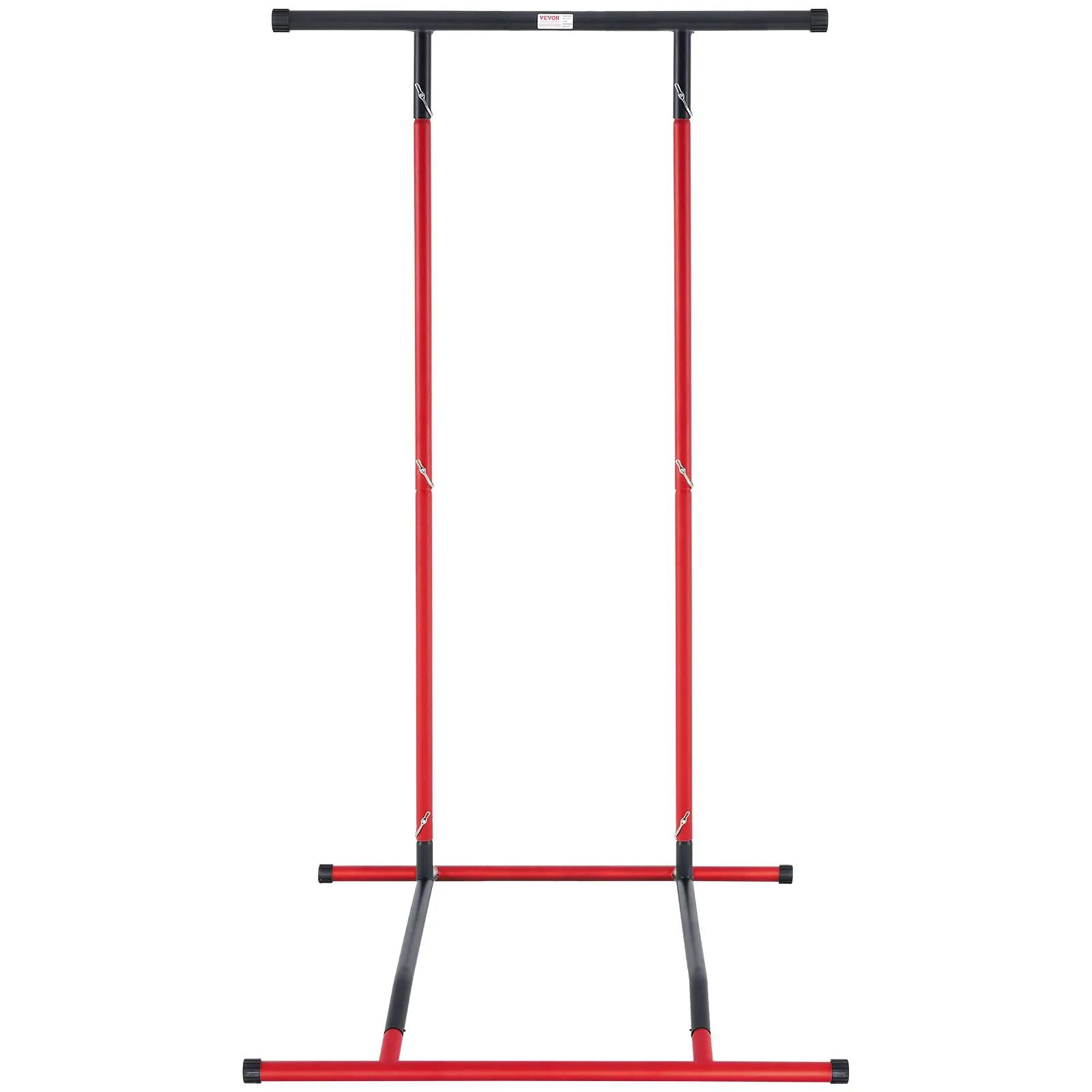 (FINAL PRICES ARE LOWER ON OUR SITE!) VEVOR Power Tower Dip Station, 2-Level Height Adjustable Pull Up Bar Stand, Multi-Function Strength Training Workout Equipment, Home Gym Fitness Dip Bar Station, 220LBS Weight Capacity, Black & Red