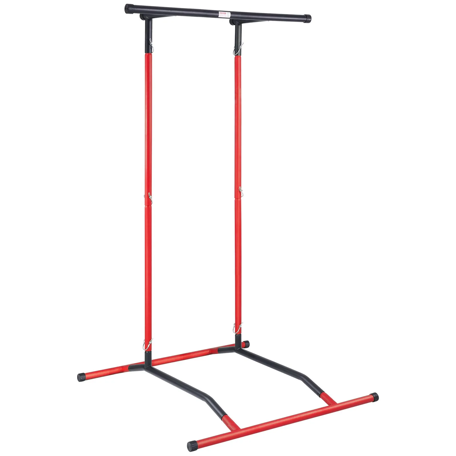 (FINAL PRICES ARE LOWER ON OUR SITE!) VEVOR Power Tower Dip Station, 2-Level Height Adjustable Pull Up Bar Stand, Multi-Function Strength Training Workout Equipment, Home Gym Fitness Dip Bar Station, 220LBS Weight Capacity, Black & Red