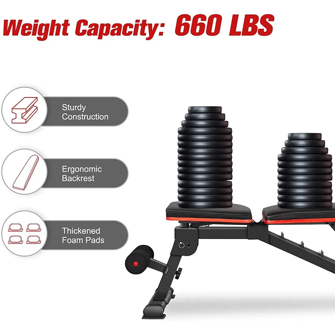 FISUP Weight Bench Adjustable Workout Bench for Full Body Exercise