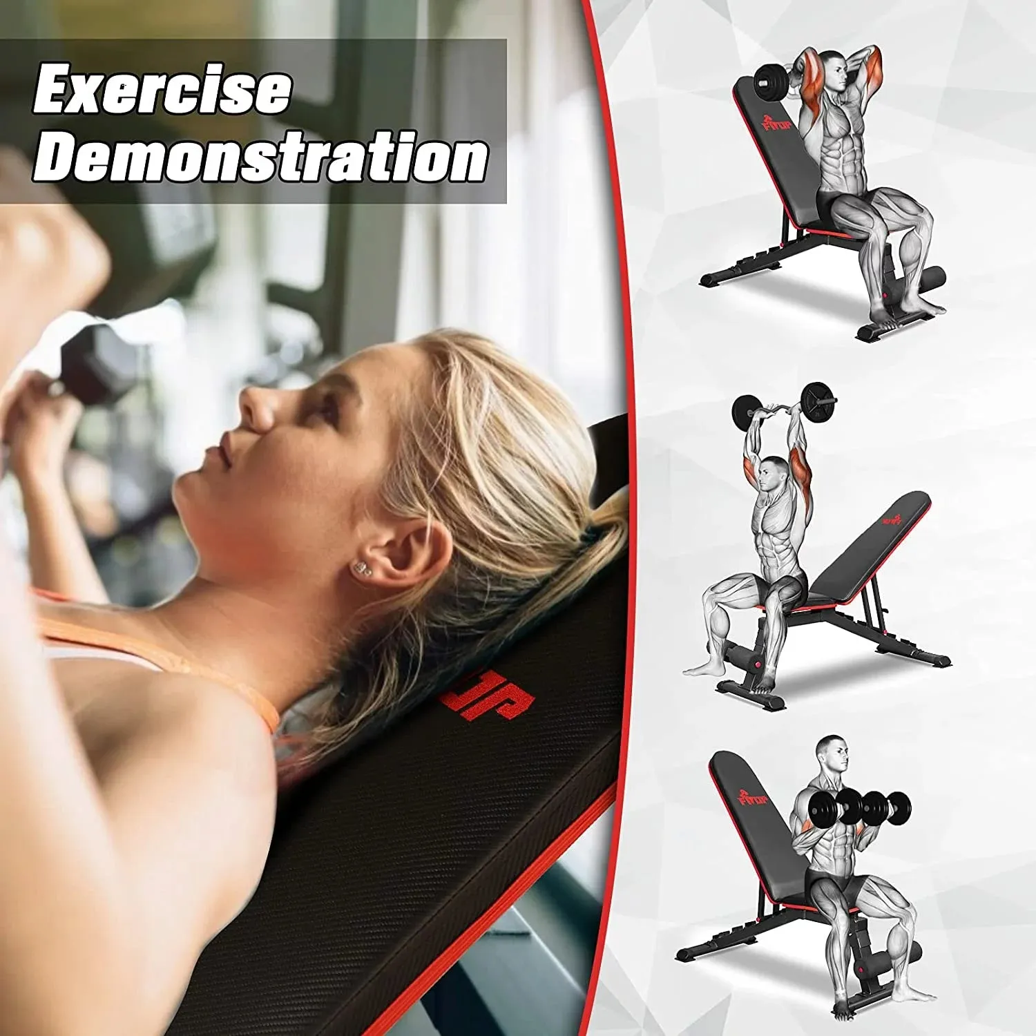 FISUP Weight Bench Adjustable Workout Bench for Full Body Exercise