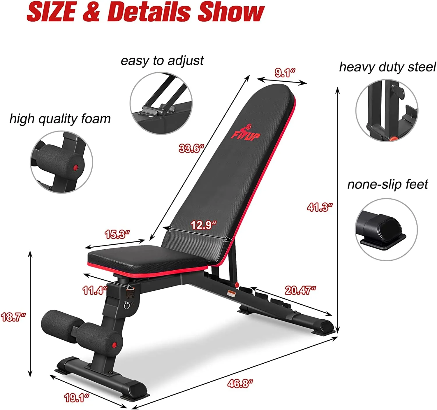 FISUP Weight Bench Adjustable Workout Bench for Full Body Exercise