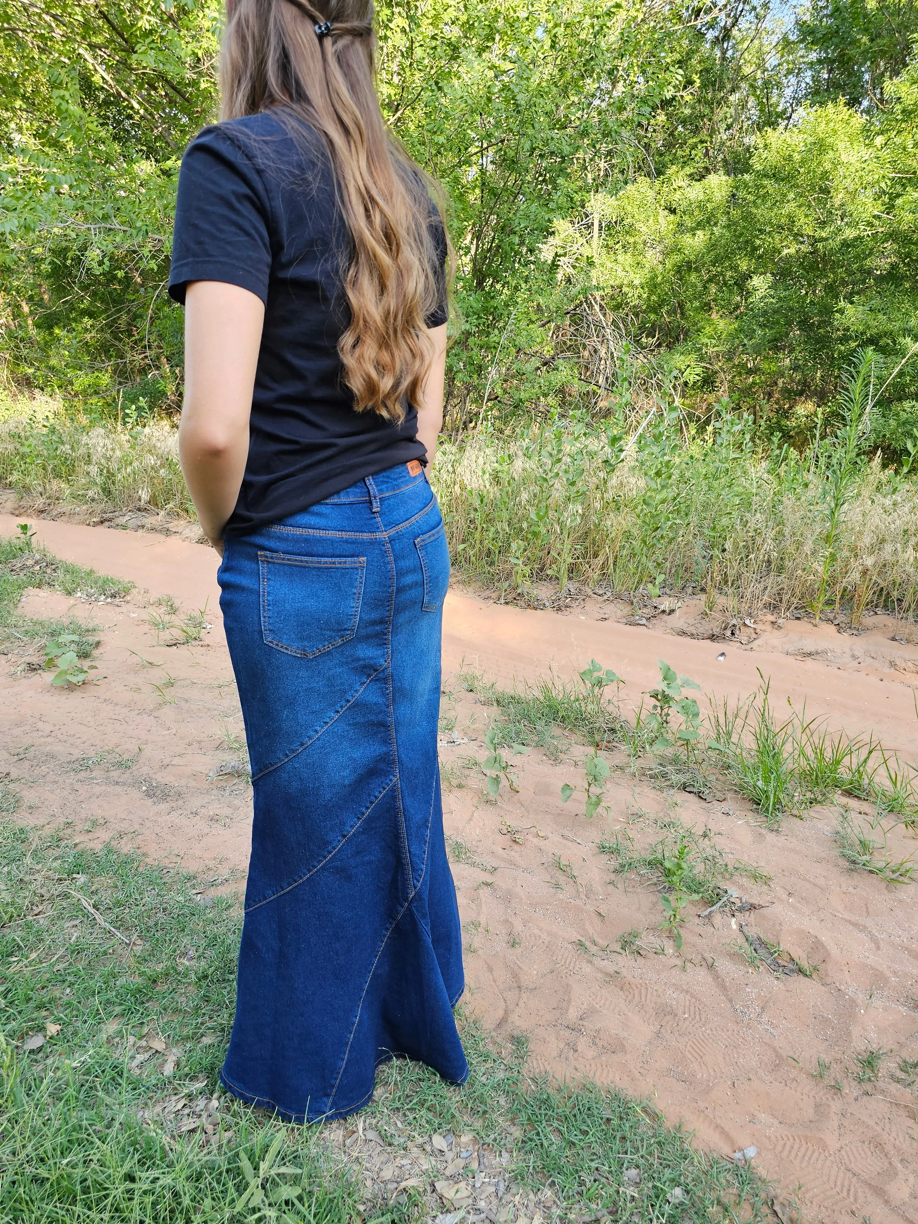 Fit and Flare Denim Skirt