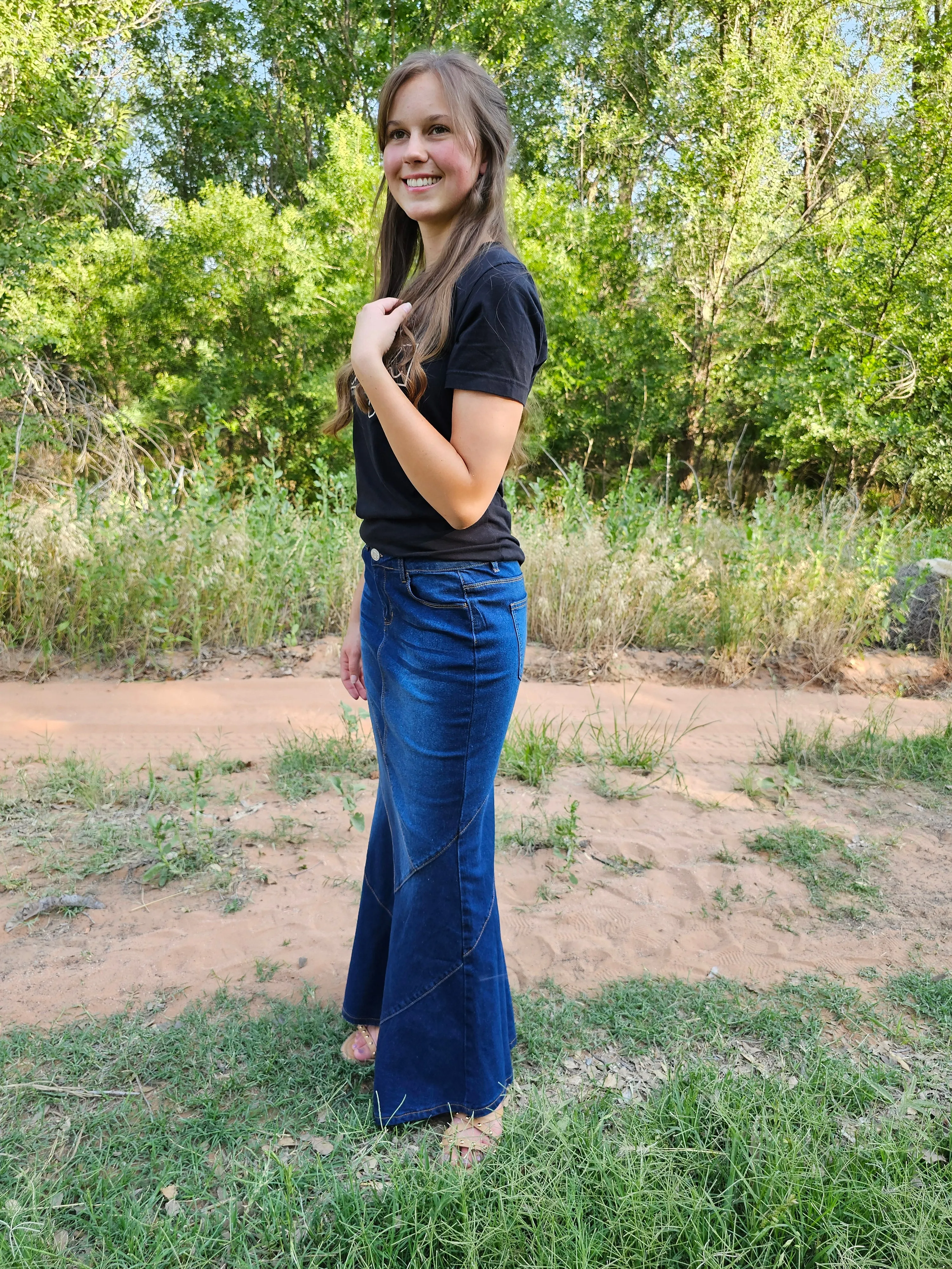 Fit and Flare Denim Skirt
