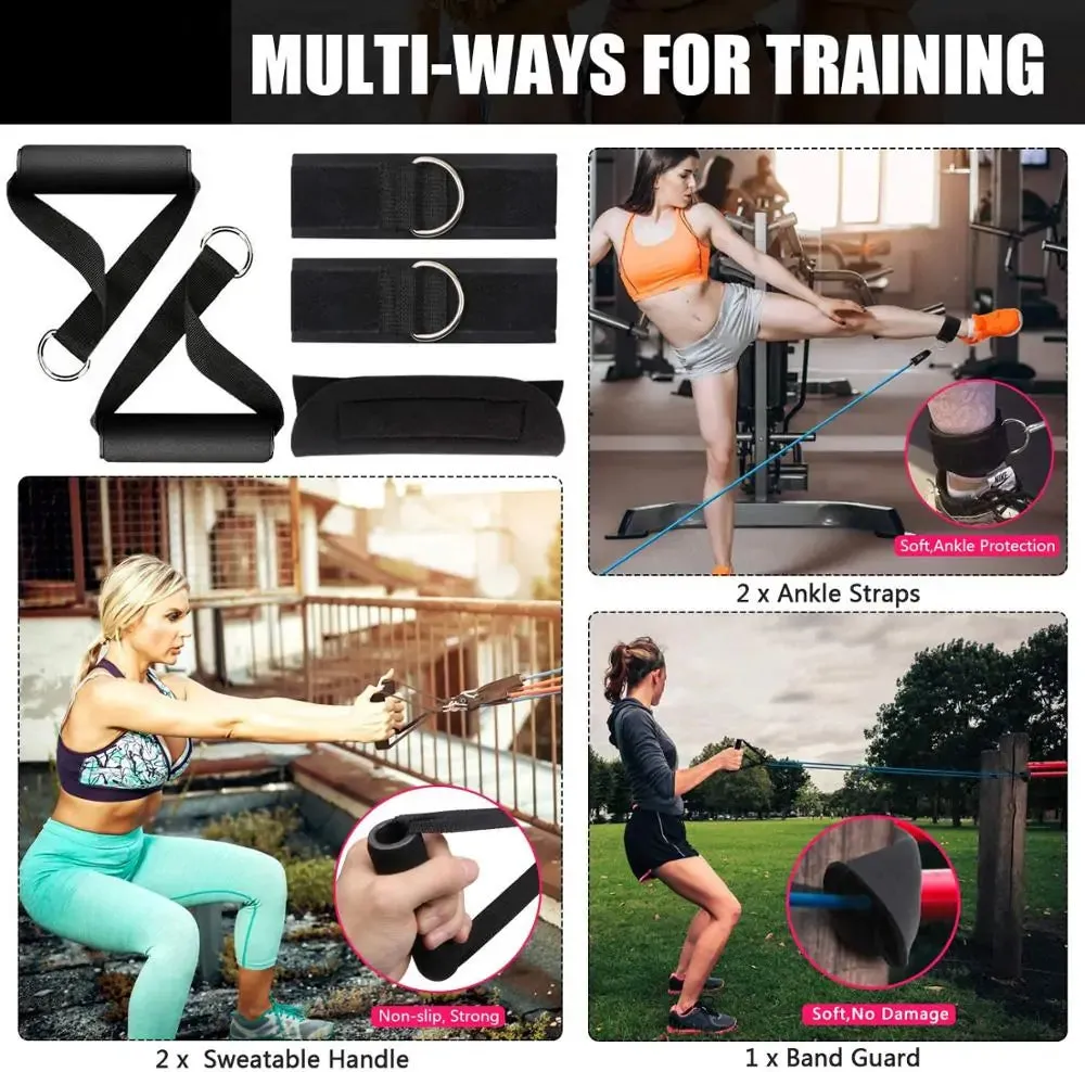 Fitness Resistance Bands - Total Body Workout – Targets arms, legs, glutes, chest, and core for well-rounded training