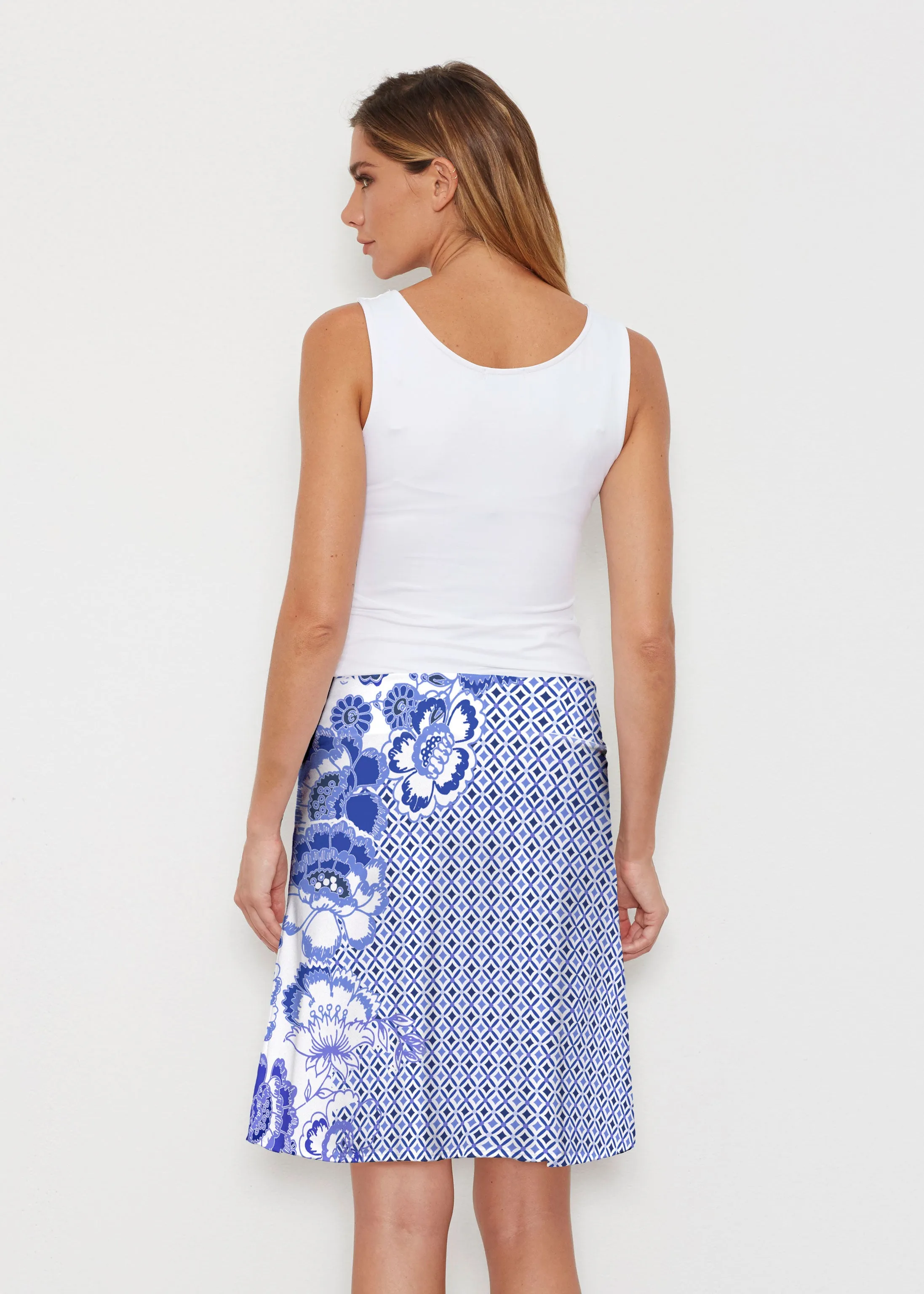 Floral Crossing Geo (7973) ~ Silky Brenda Skirt 21 inch