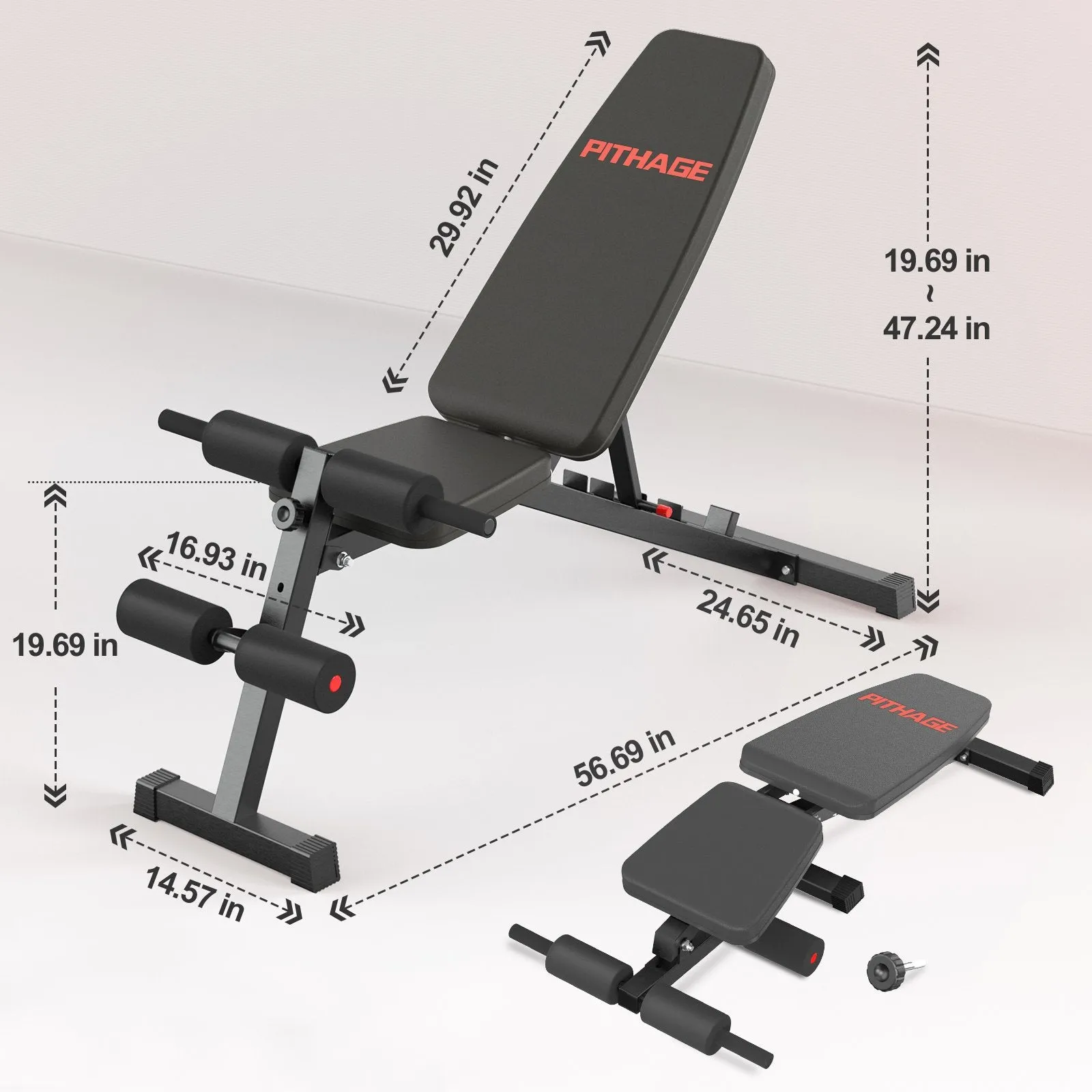 Foldable & Adjustable Workout Bench for Home Gym Strength Training