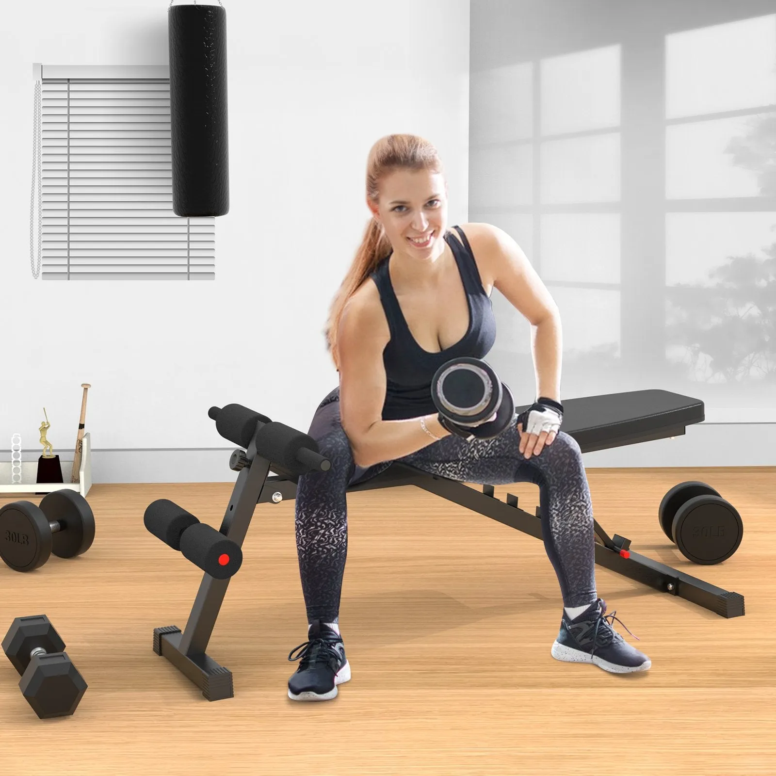 Foldable & Adjustable Workout Bench for Home Gym Strength Training