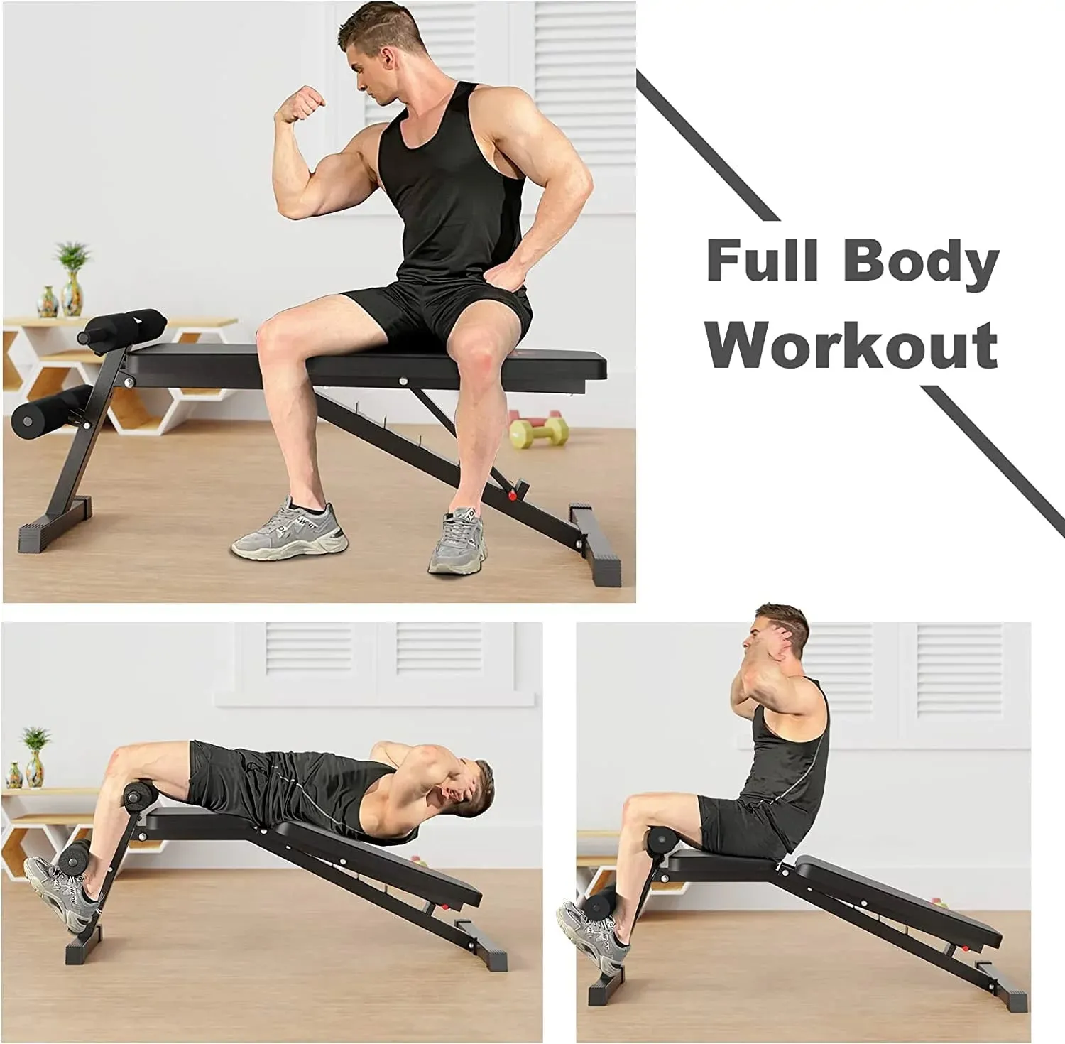 Foldable & Adjustable Workout Bench for Home Gym Strength Training