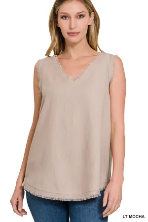 Frayed Summer Tank in LIGHT MOCHA