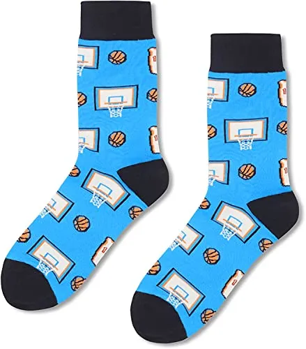Fun Basketball Socks, Basketball Lover Socks, Sport Socks, Basket Ball Gifts for Basket Ball Lovers, Mens Socks Gifts, Novelty Socks, Socks for Men