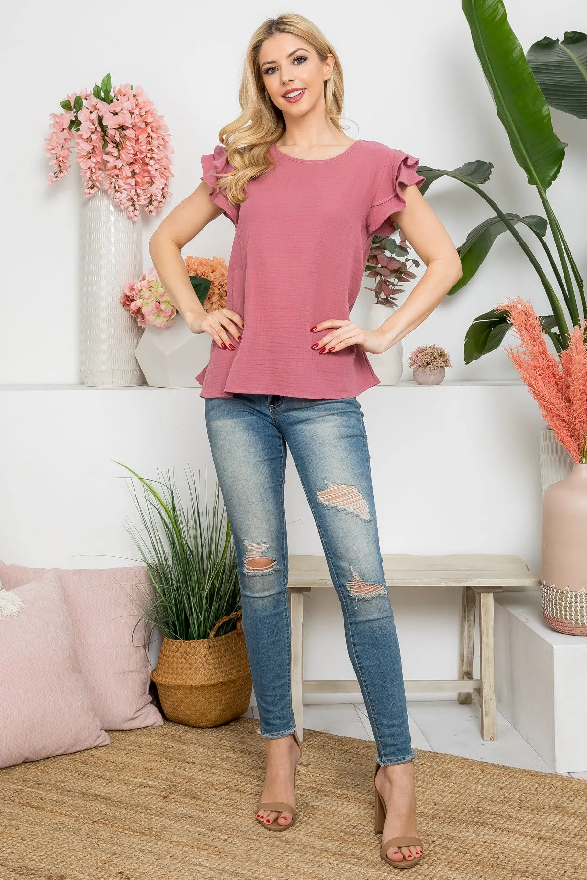 Gauze Ruffled Top | S-XL