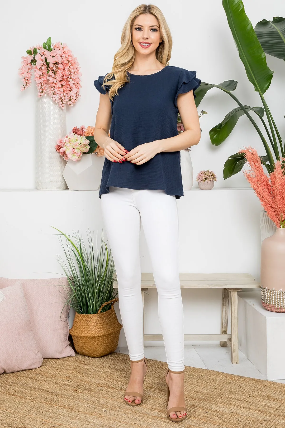 Gauze Ruffled Top | S-XL