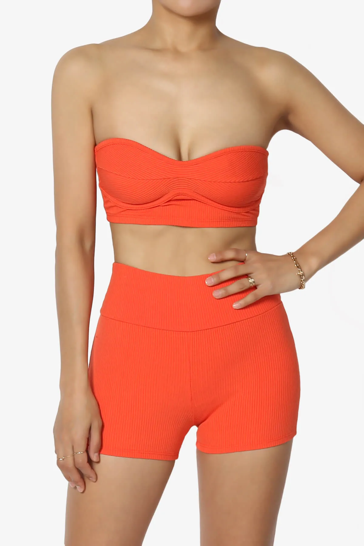 Glimmer Bandeau Top & Biker Shorts SET