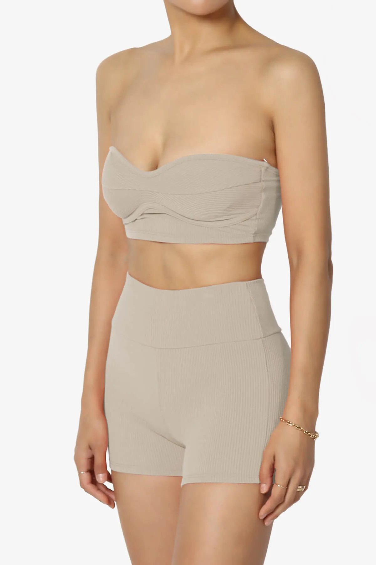 Glimmer Bandeau Top & Biker Shorts SET