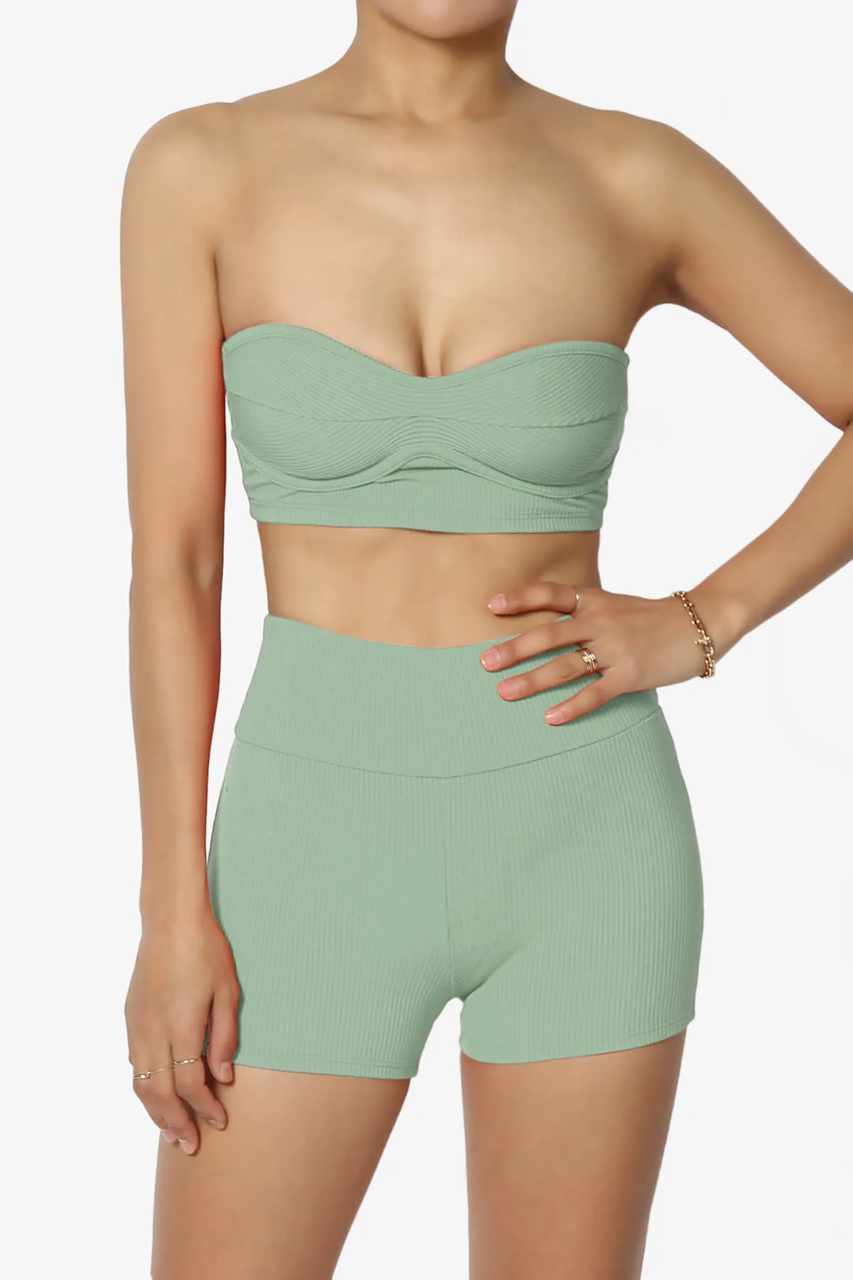 Glimmer Bandeau Top & Biker Shorts SET
