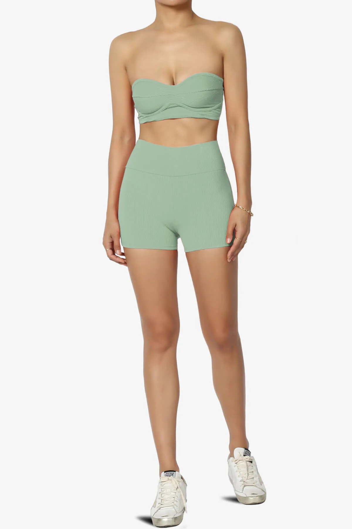 Glimmer Bandeau Top & Biker Shorts SET