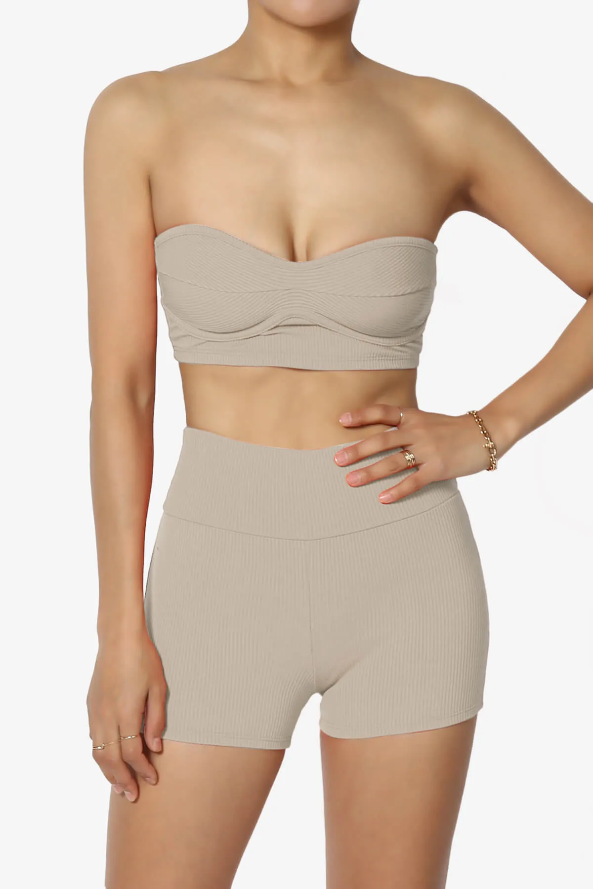 Glimmer Bandeau Top & Biker Shorts SET