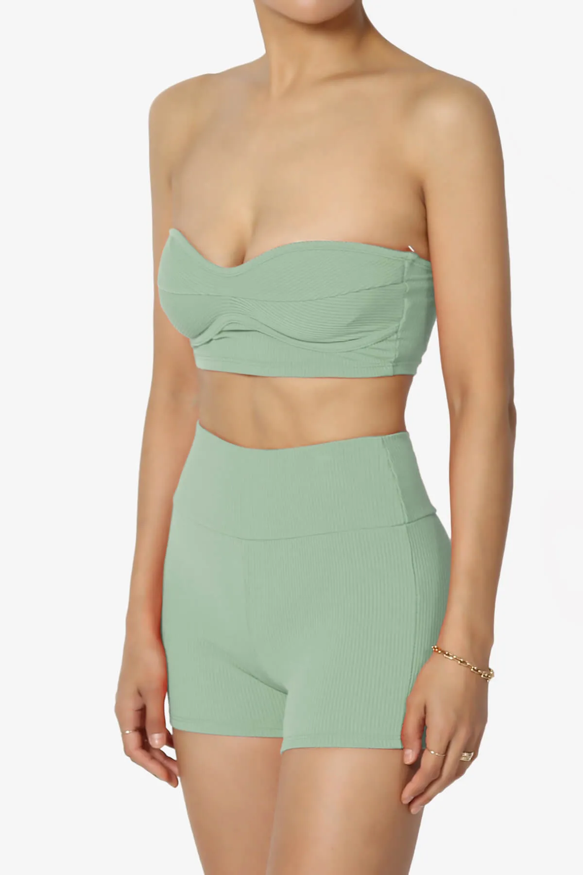 Glimmer Bandeau Top & Biker Shorts SET