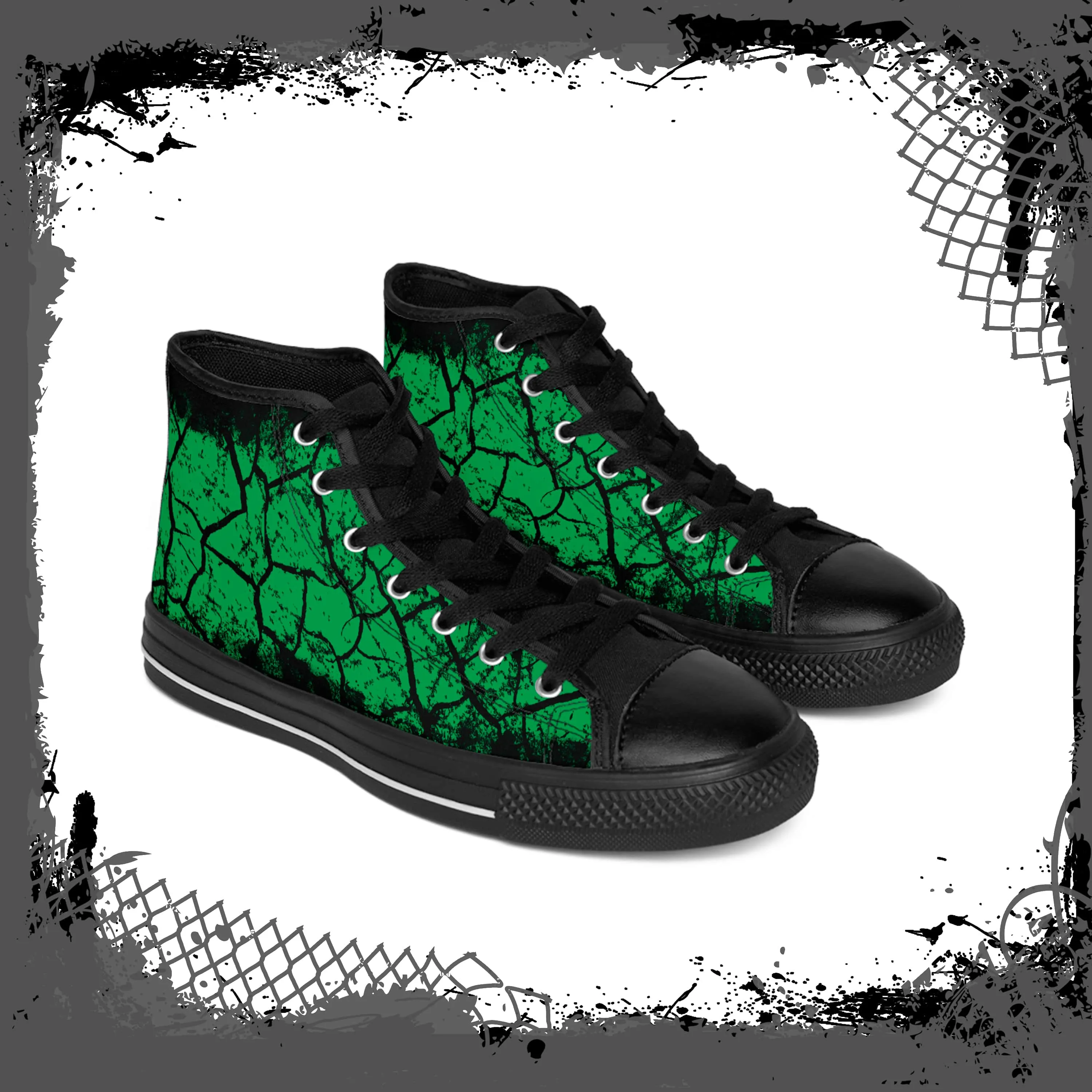 GRN/BLK Women’s "Cracked" High tops