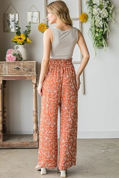 Hazel Blues® |  Heimish Printed Tied Straight Casual Pants