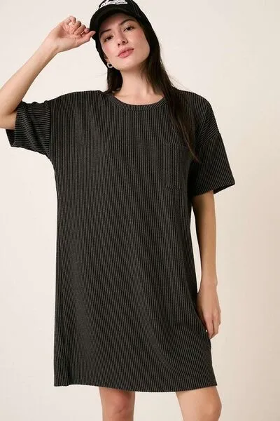 Hazel Blues® |  Mittoshop Urban Rib Knit Short Sleeve Tee Dress