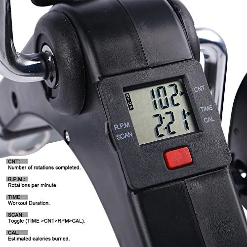 Himaly Store Folding Pedal Exerciser Mini Exercise Bike Portable Foot Peddler Desk Bike Arm and Leg Peddler Machine with LCD Monitor , Silver