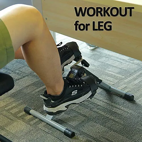 Himaly Store Folding Pedal Exerciser Mini Exercise Bike Portable Foot Peddler Desk Bike Arm and Leg Peddler Machine with LCD Monitor , Silver