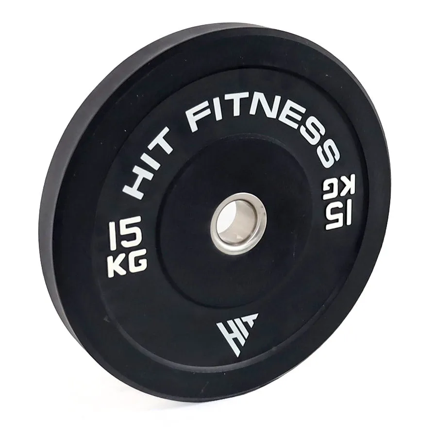Hit Fitness 15kg Commercial Black Rubber Bumper Plate