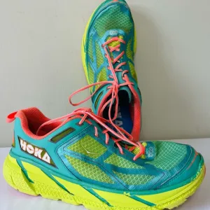 Hoka One One Clifton Ortholite Sneakers Teal Coral women size 11