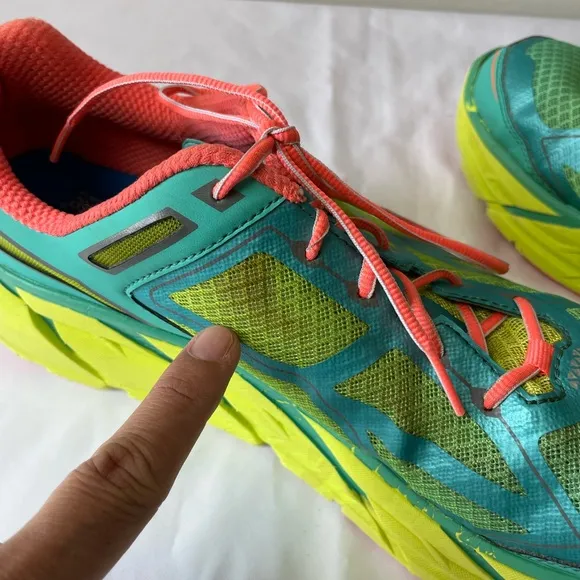 Hoka One One Clifton Ortholite Sneakers Teal Coral women size 11