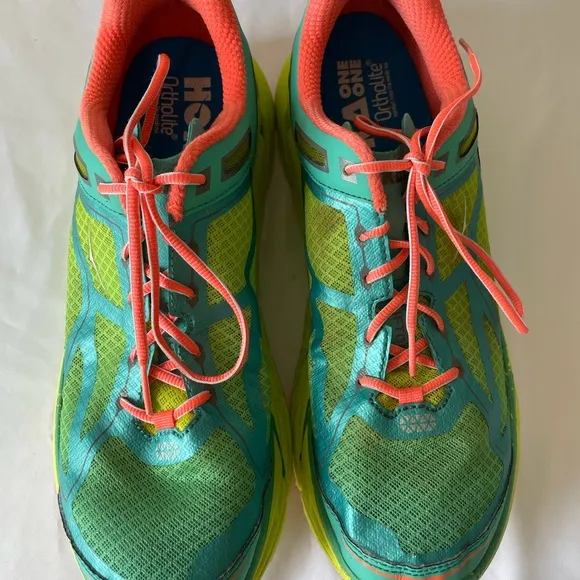 Hoka One One Clifton Ortholite Sneakers Teal Coral women size 11
