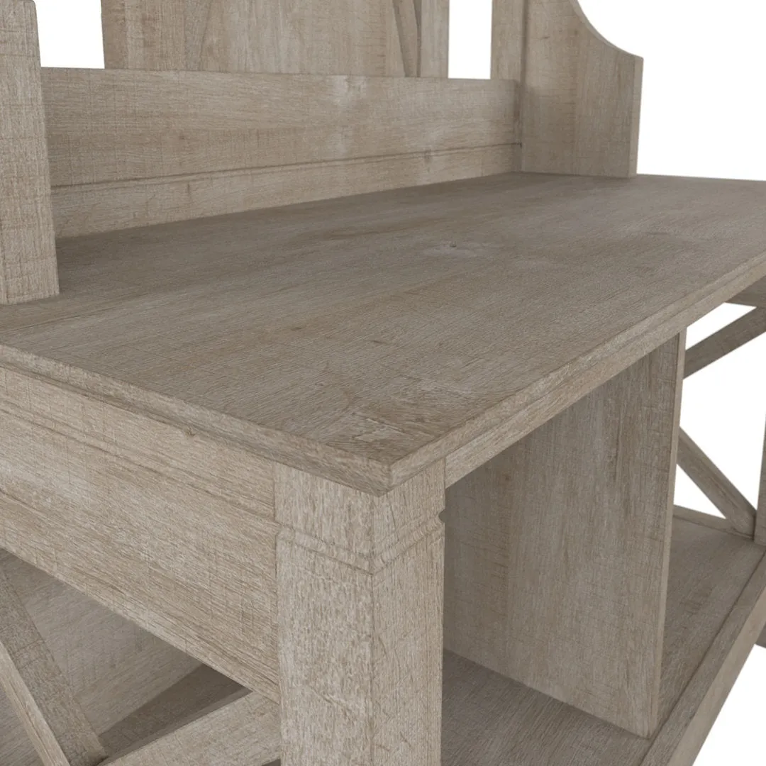 Huckins Hall Tree 32'' Wide with Bench and Shoe Storage Laurel Foundry Modern Farmhouse® Color: Washed Gray