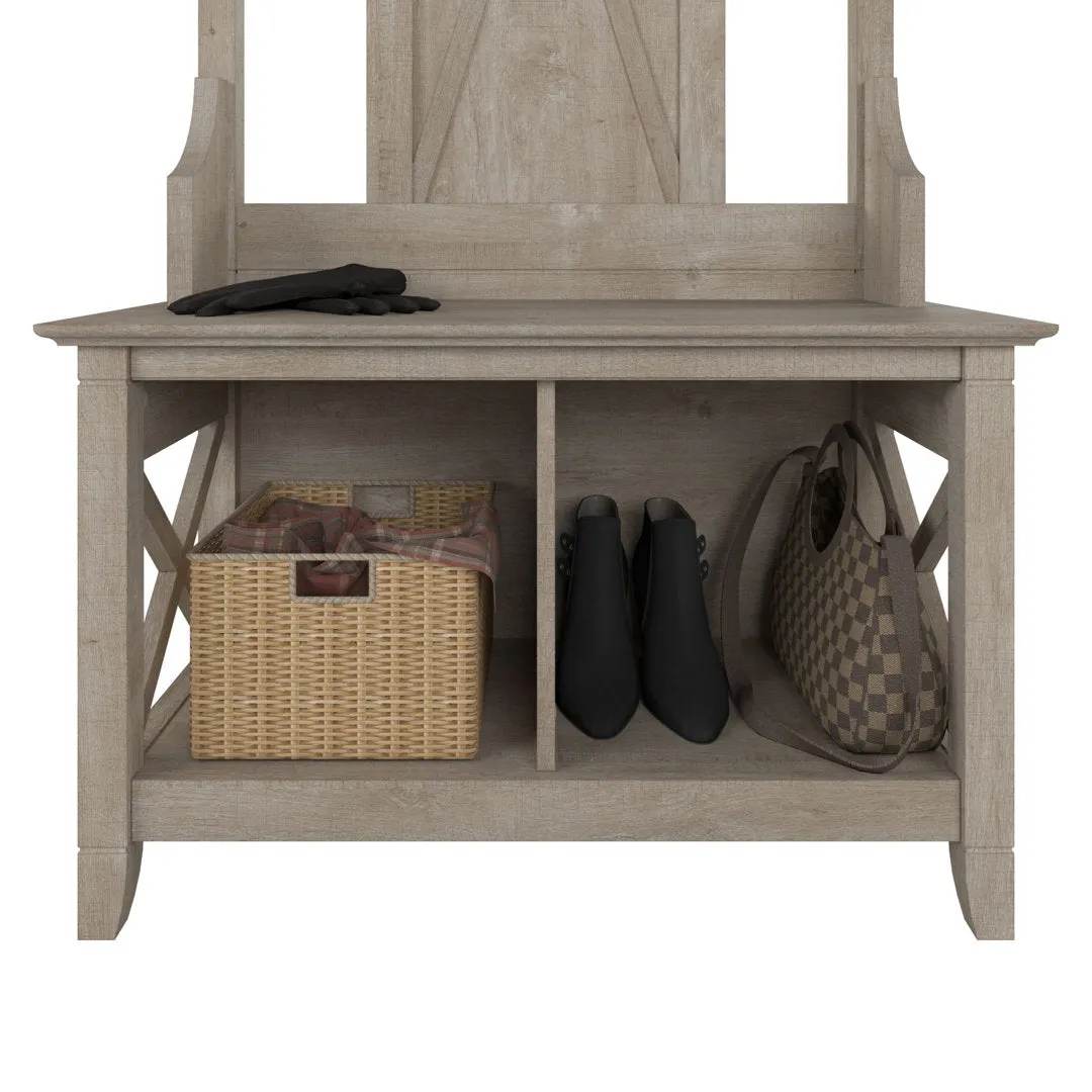 Huckins Hall Tree 32'' Wide with Bench and Shoe Storage Laurel Foundry Modern Farmhouse® Color: Washed Gray