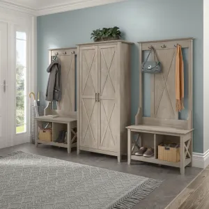 Huckins Hall Tree 32'' Wide with Bench and Shoe Storage Laurel Foundry Modern Farmhouse® Color: Washed Gray