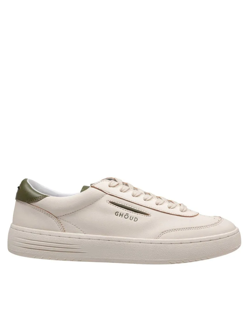 Ivory And Green Leather Lido Sneakers