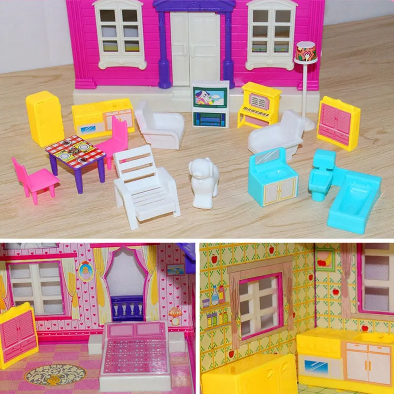 Kids DIY Toys Set Assembled Miniature Dollhouse Two-Storey Villa Model Toys For Children Gifts