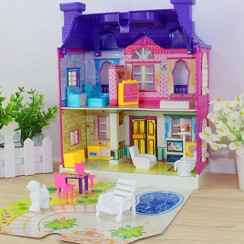 Kids DIY Toys Set Assembled Miniature Dollhouse Two-Storey Villa Model Toys For Children Gifts