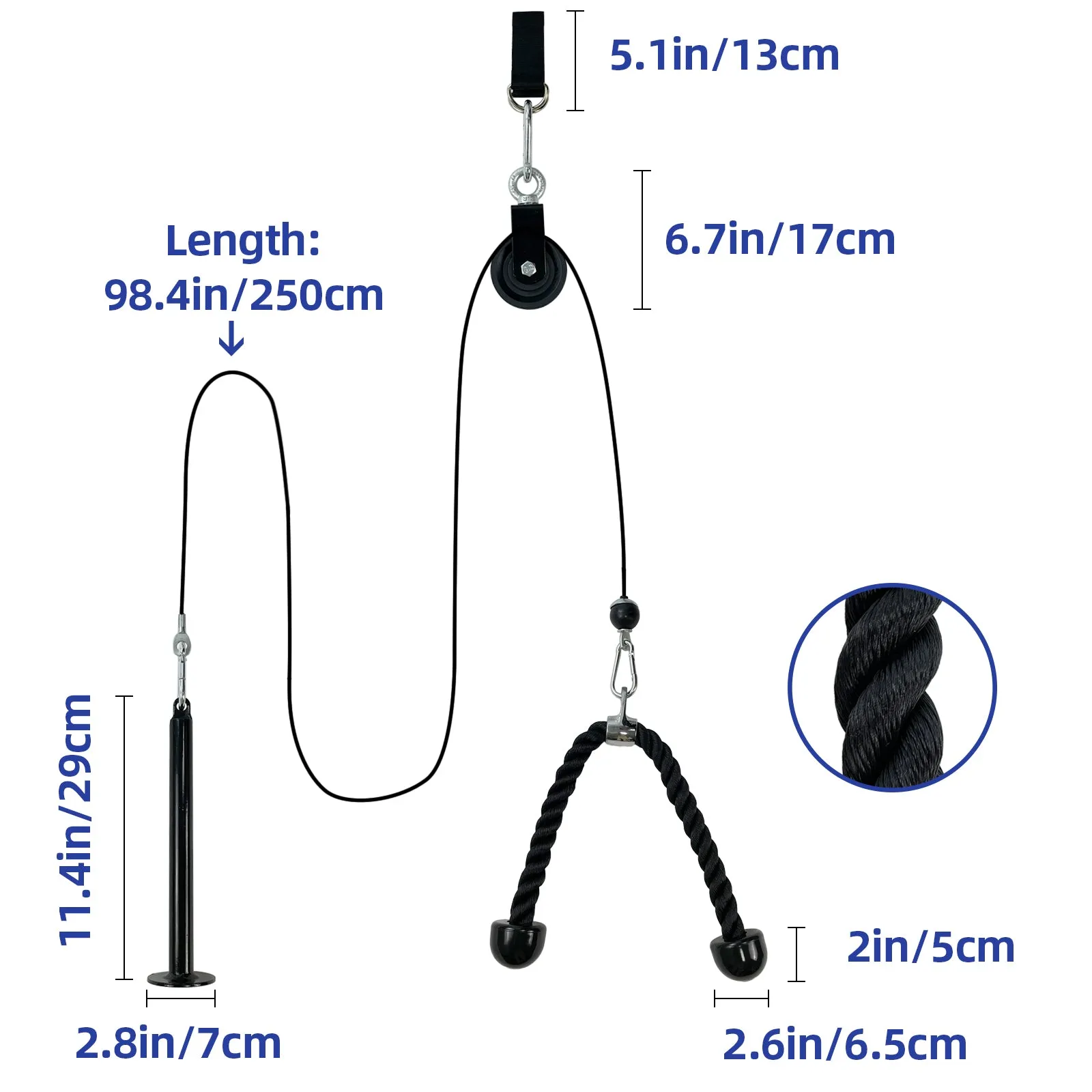 Lat Pull Down Cable Machine W/ Adjustable Cable for Gym