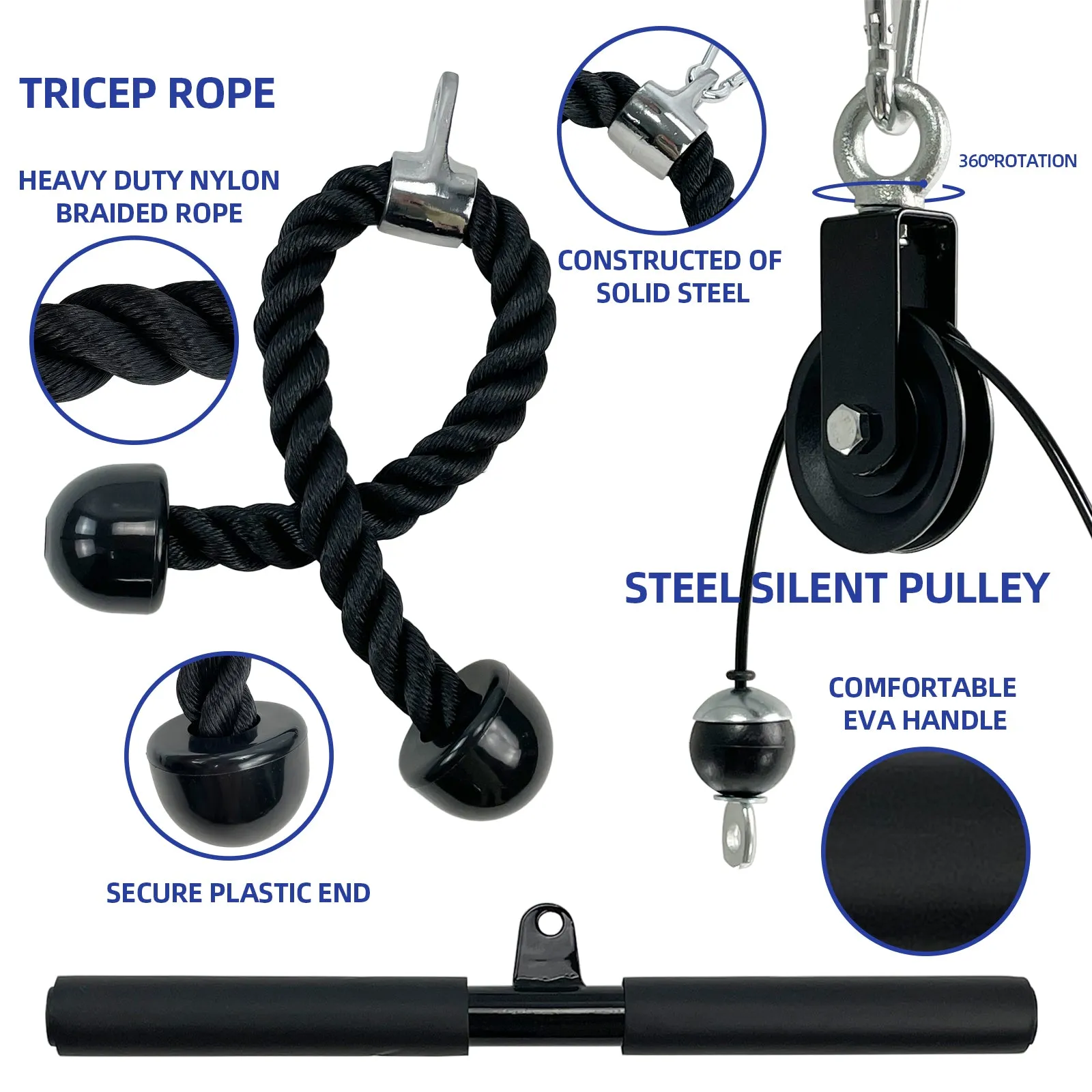 Lat Pull Down Cable Machine W/ Adjustable Cable for Gym