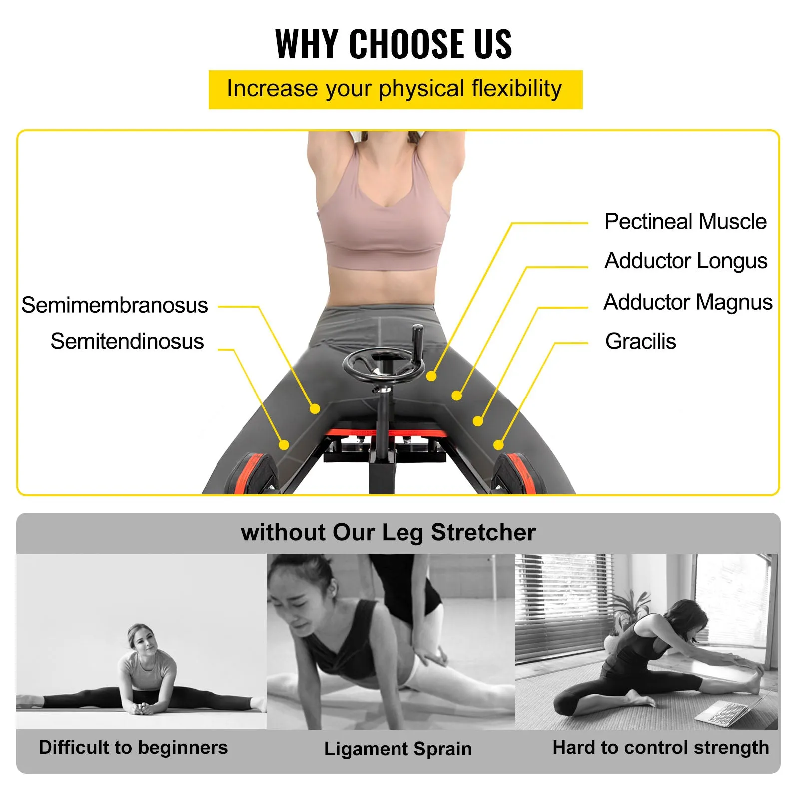 Leg Stretch Machine 220lbs Leg Stretcher Training Fitness