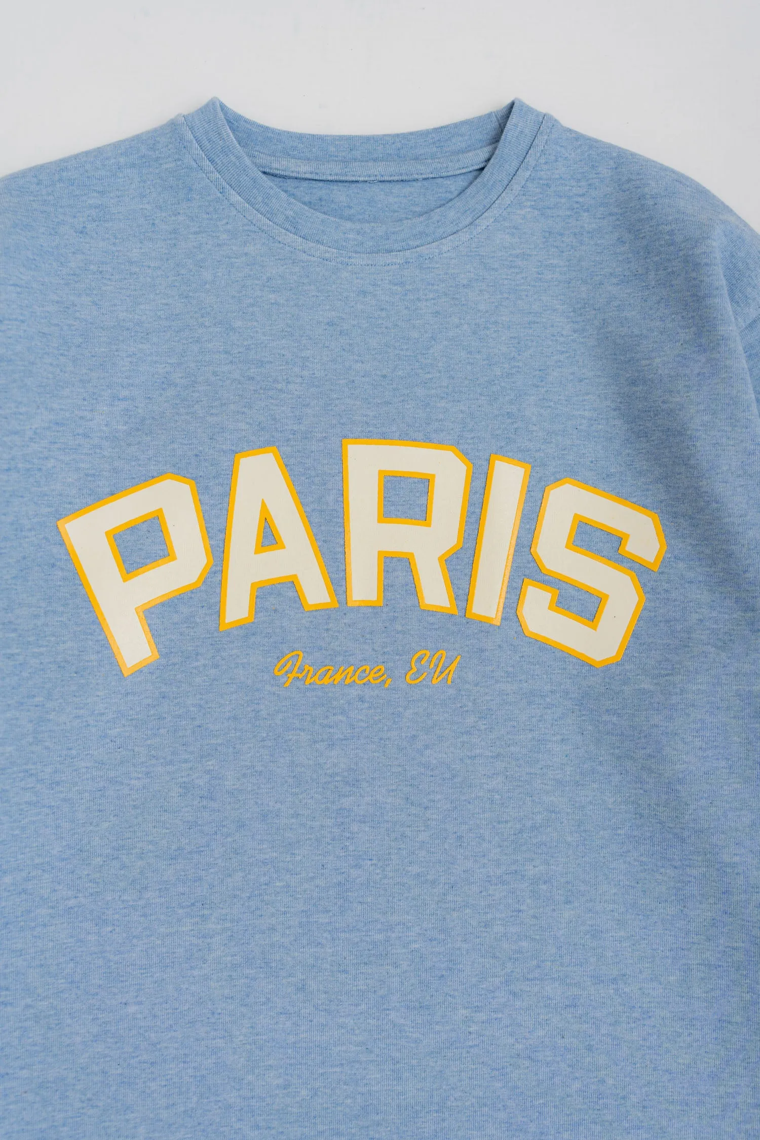 LIGHT BLUE INTERLOCK RELAXED FIT STATEMENT T-SHIRT