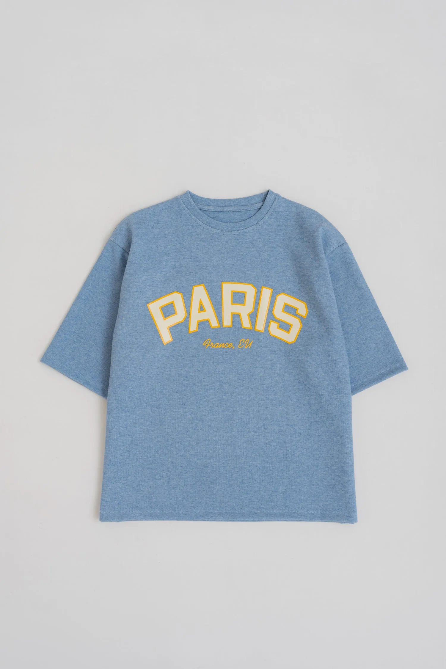 LIGHT BLUE INTERLOCK RELAXED FIT STATEMENT T-SHIRT