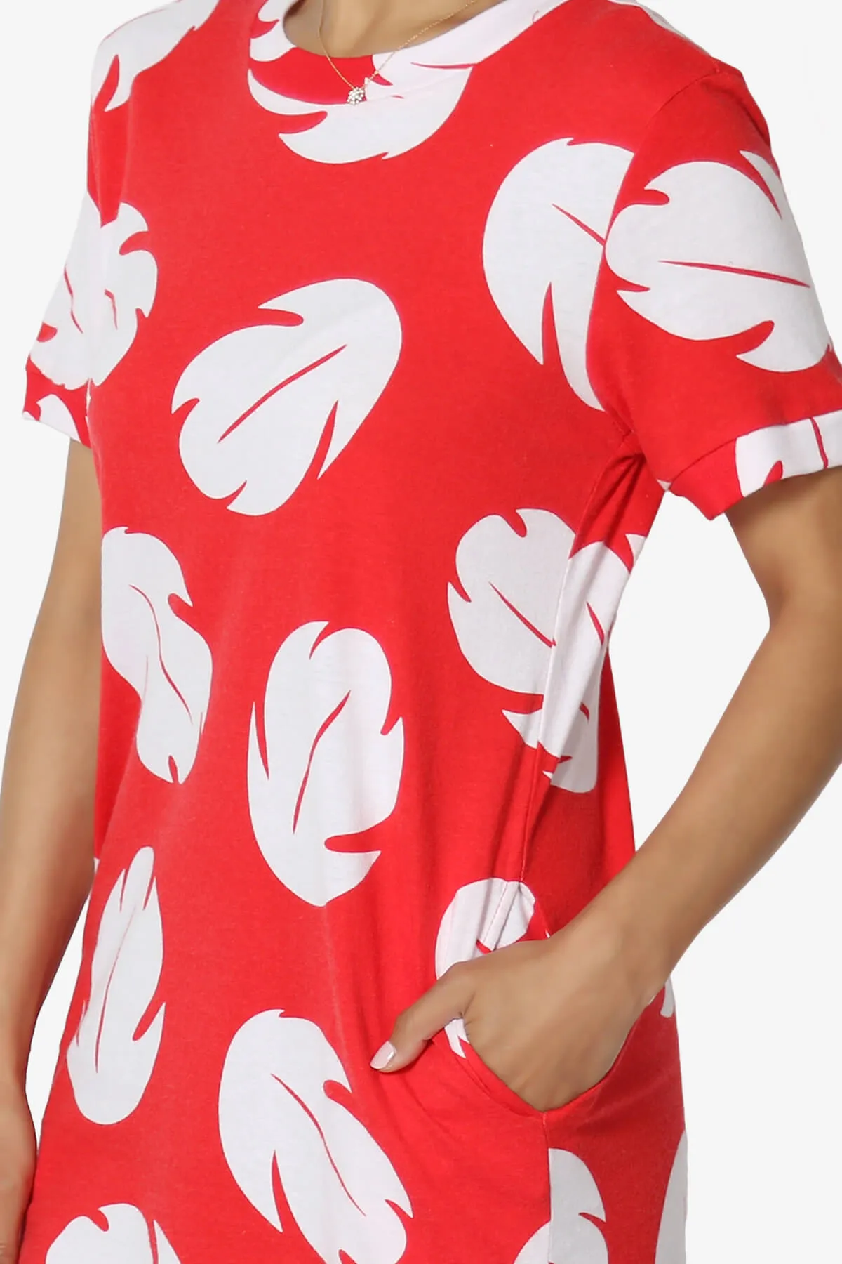 Lilo Disneybound Leaves Print Mini T-Shirt Dress