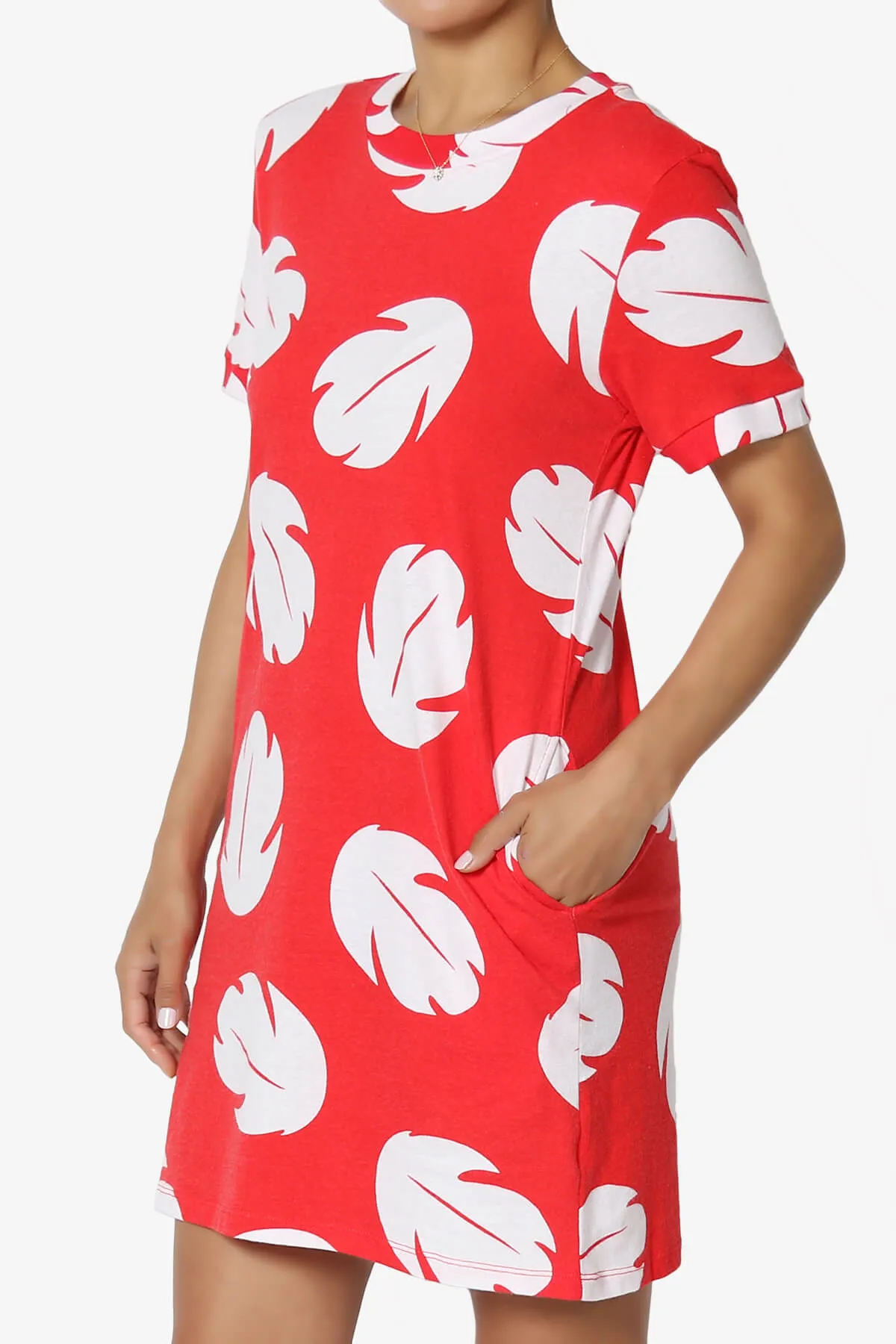 Lilo Disneybound Leaves Print Mini T-Shirt Dress
