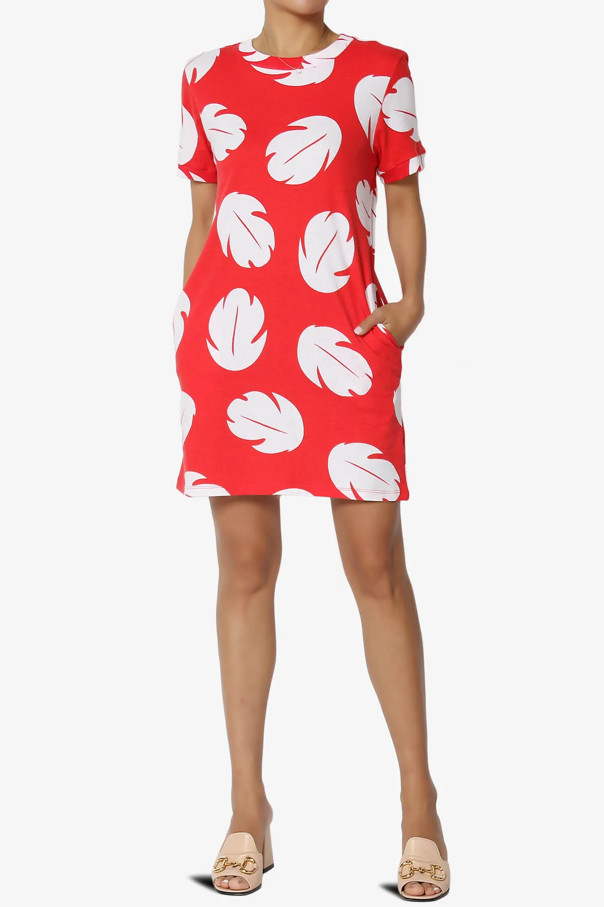 Lilo Disneybound Leaves Print Mini T-Shirt Dress