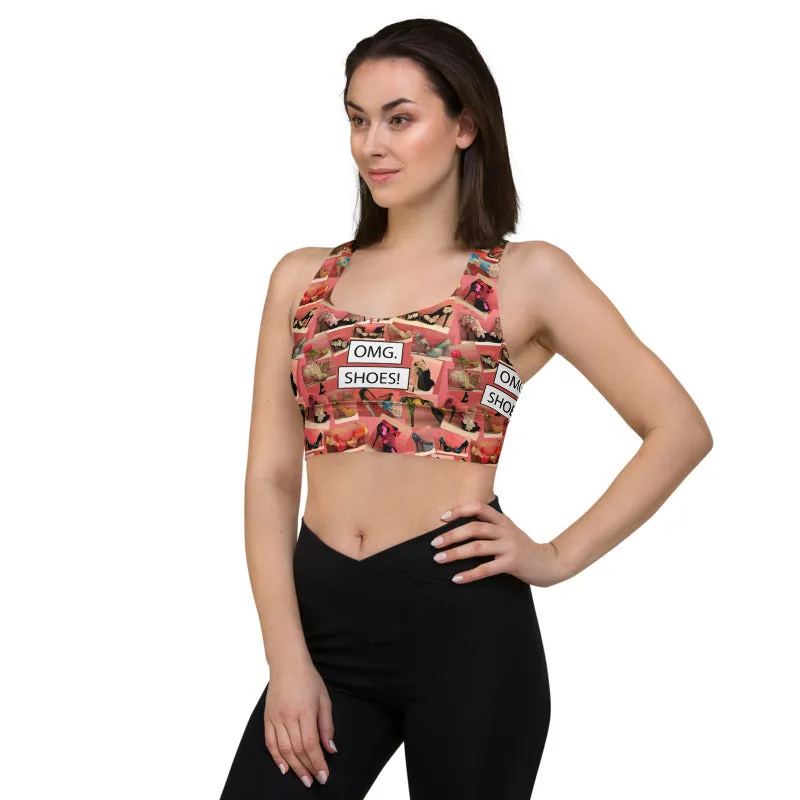 Longline sports bra 'OMG. Shoes!'